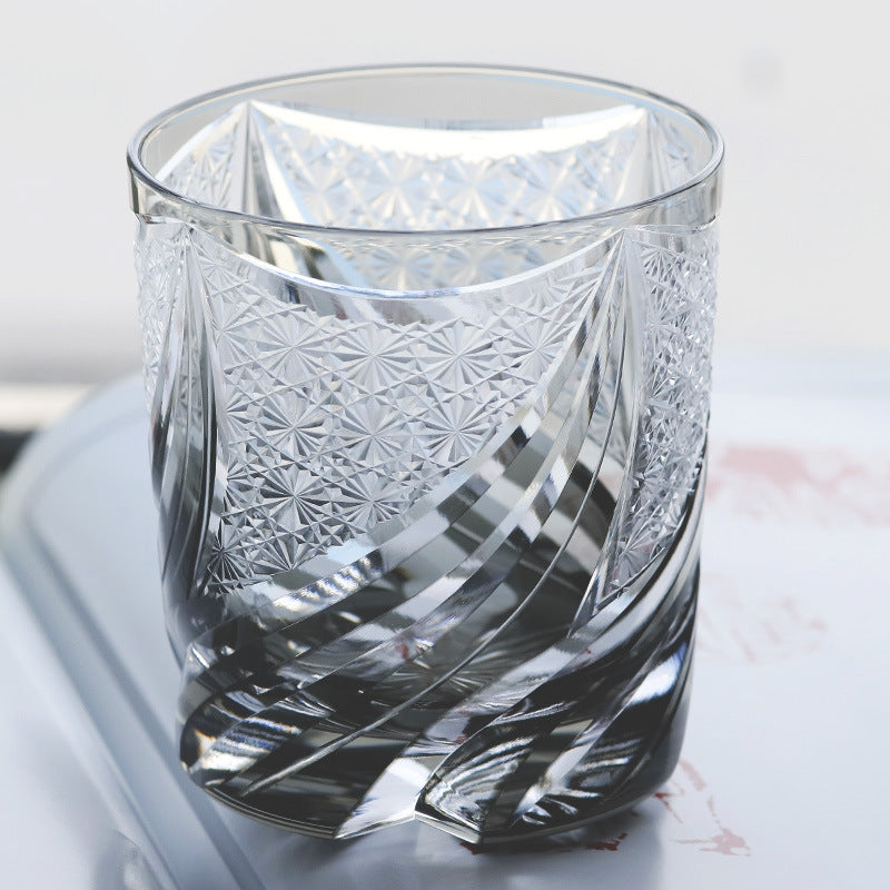 Hand Carved Crystal Whiskey and Wine Glass