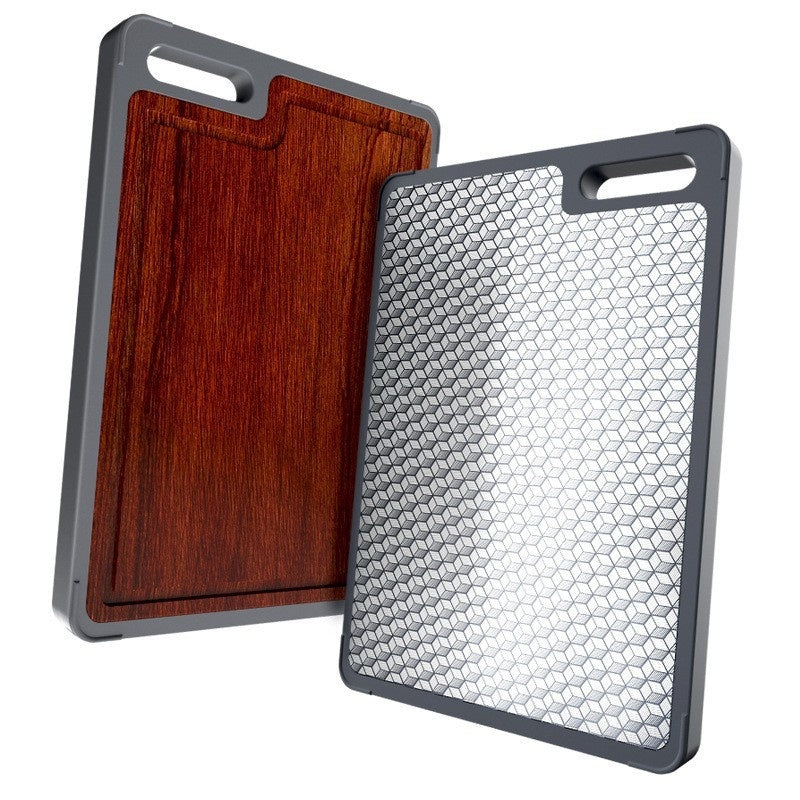 Double-Sided Stainless Steel Ebony Antibacterial Cutting Board