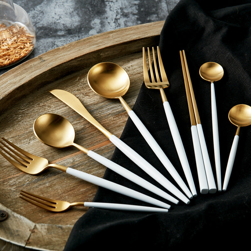 304 Stainless Steel Western Knife, Fork, and Spoon Set