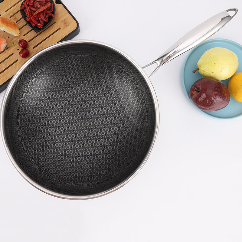 Double-Sided Stainless Steel Honeycomb Frying Pan