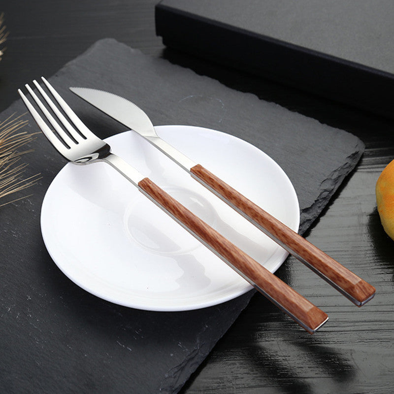 Stainless Steel Wood Grain Steak Spoon
