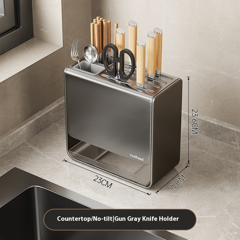 Gun Gray Kitchen Knife Storage and Holder Rack