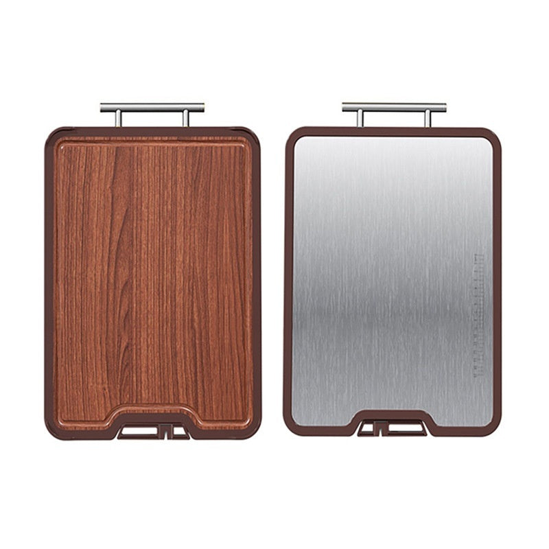 Double-Sided Stainless Steel Ebony Antibacterial Cutting Board