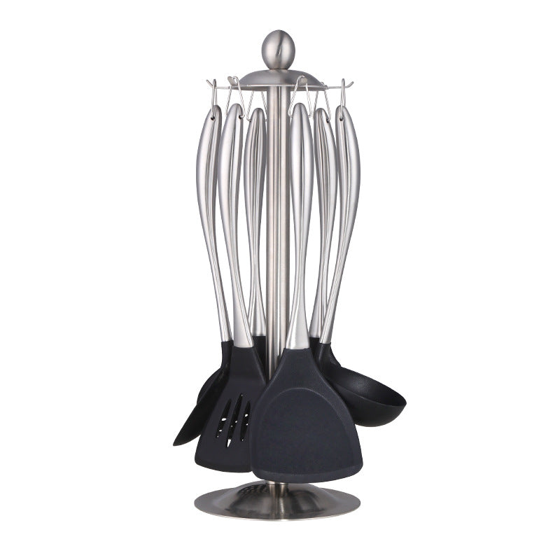 7-Piece Nonstick Pan Stir-Fry Utensil Set with Stand