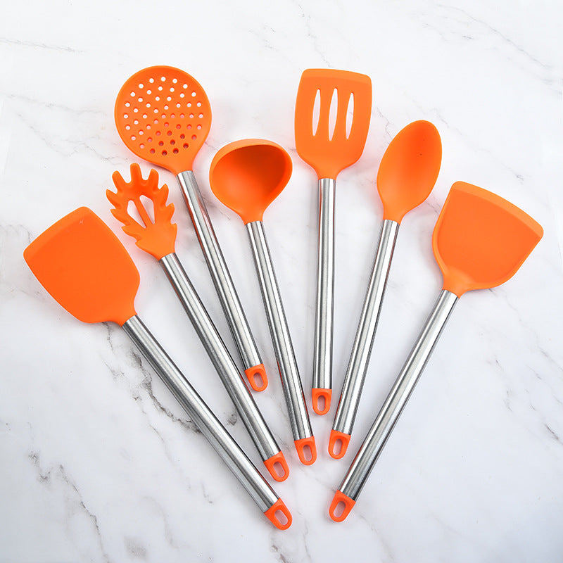 7-Piece Stainless Steel and Silicone Kitchen Utensil Set