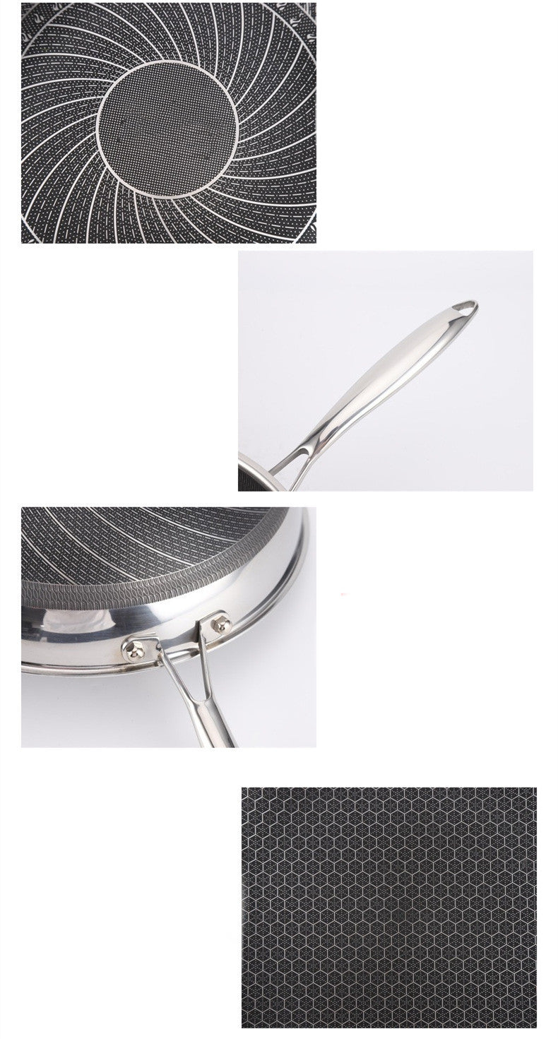 Double-Sided Stainless Steel Honeycomb Frying Pan