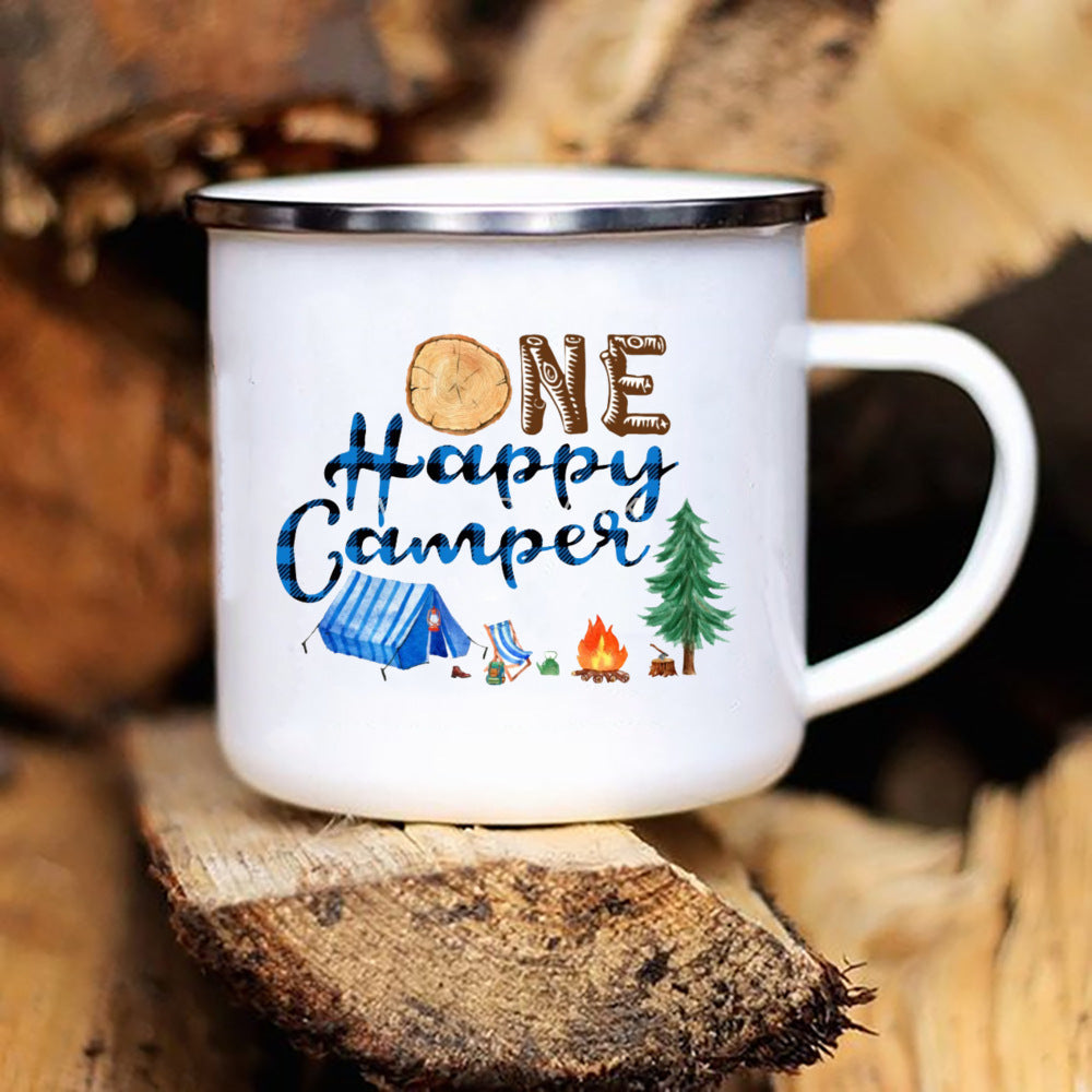 Printed Enamel Camper Mug for Camping and Adventure