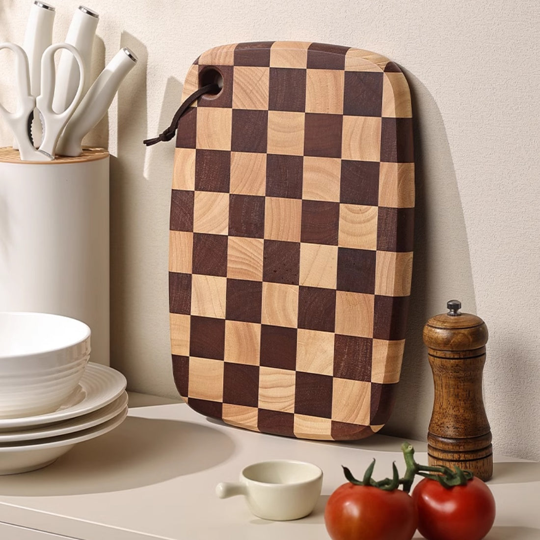 Acacia Wood Chessboard Grid Solid Cutting Board