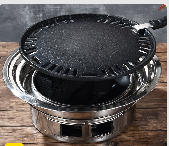 Korean Stainless Steel Charcoal Barbecue Grill for Home and Commercial Use