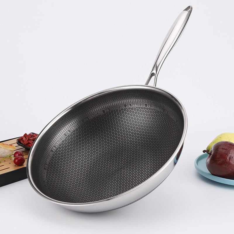 Double-Sided Stainless Steel Honeycomb Frying Pan