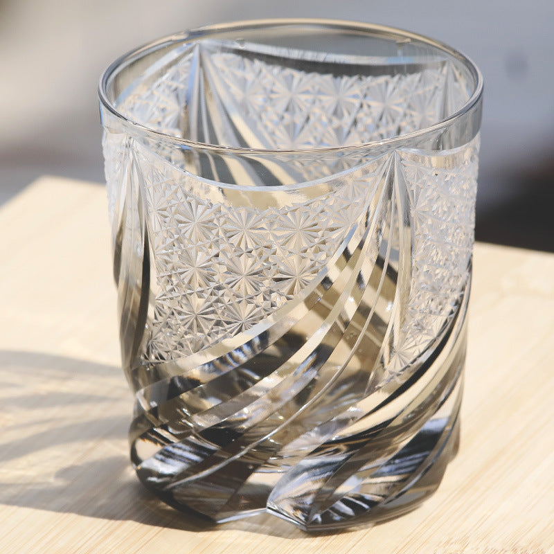 Hand Carved Crystal Whiskey and Wine Glass