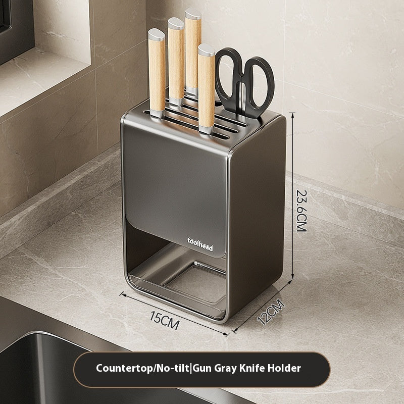 Gun Gray Kitchen Knife Storage and Holder Rack